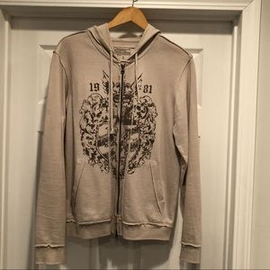 Men's Small Zip Up Cotton Hoodie Sweater by Guess